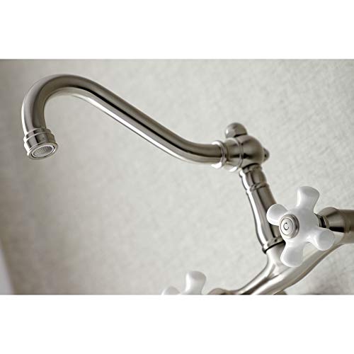 Kingston Brass KS3228PX Vintage Wall Mount Kitchen Faucet, Brushed Nickel, 8.5 x 8 x 6 - Image 5
