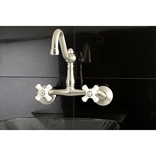 Kingston Brass KS3228PX Vintage Wall Mount Kitchen Faucet, Brushed Nickel, 8.5 x 8 x 6 - Image 2