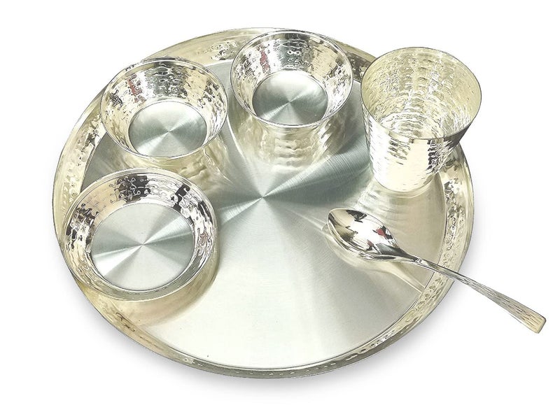 BENGALEN Silver Plated Dinner Set 12 Inch for Gift Baby Rice Ceremony Annaprashan Sanskar Kids Birthday for Boys Girls Home Decorative Festive Return Items - Image 1
