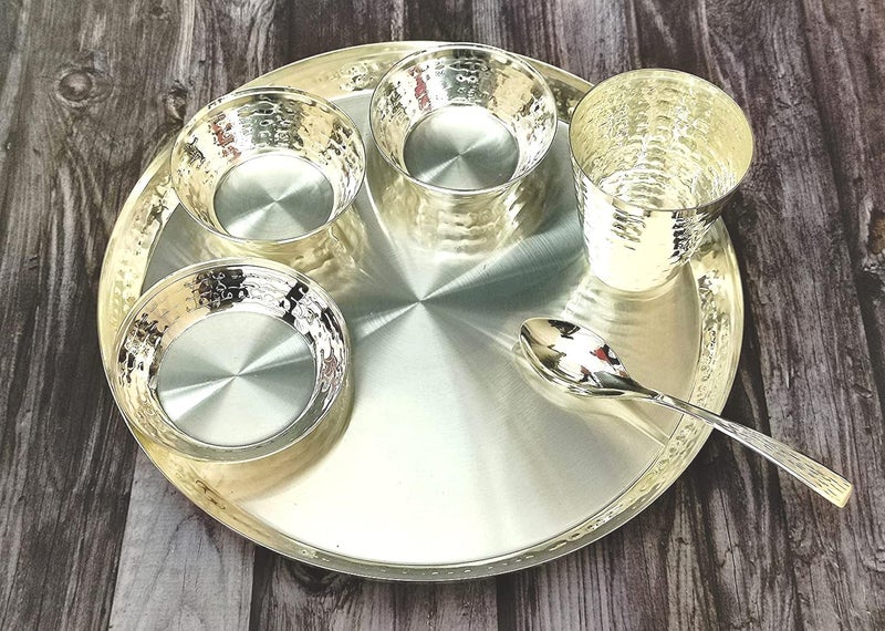 BENGALEN Silver Plated Dinner Set 12 Inch for Gift Baby Rice Ceremony Annaprashan Sanskar Kids Birthday for Boys Girls Home Decorative Festive Return Items - Image 3