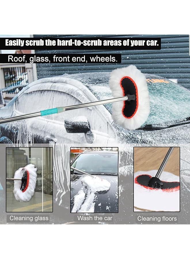 KASTWAVE Car Wash Brush With Long Handle, Car Cleaning Brush Car Wash Mop Telescopic Handle Multifunctional Car Wash Tool Suitable For Cleaning Cars, Suvs, Trucks And Home Cleaning - Image 2