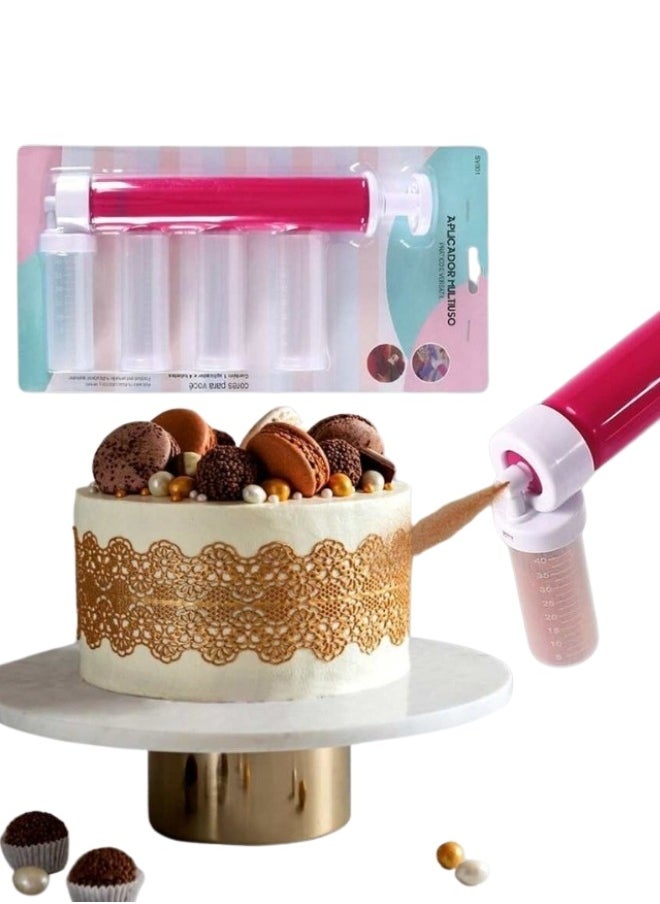 Happy Home Manual Cake Airbrush Spray Gun with 4pcs Spray Tubes –Cake Decorating Supplies for Cupcakes, Desserts, and Cookies  - Image 1