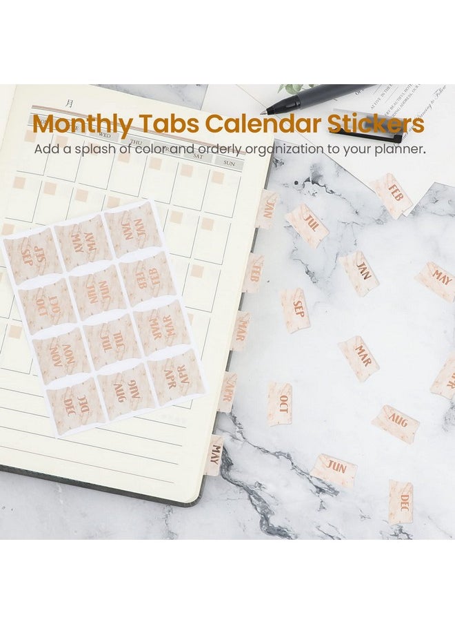 NEWEST 48 Pieces Monthly Tabs Adhesive Month Tabs For Planner Pink Monthly Calendar Stickers Monthly Tabs For Planners Journal Notebook Office School Supplies  - Image 2