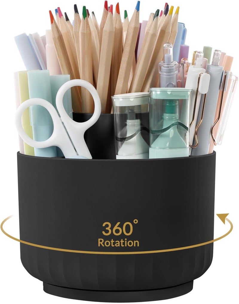 Skydue 360 Degree Rotating Pencil Pen Holder for Desk, Dual-Purpose Desk Organizer, Rotating Pencil Cup with 5 Slots, Office Supplies, Desk Decor for Office, School, Home - Image 1