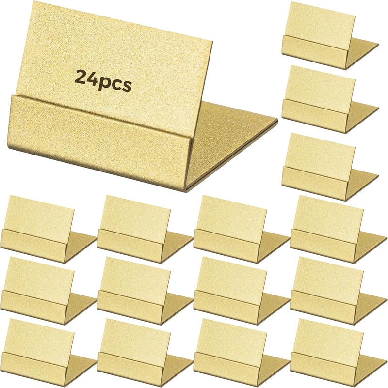 24 Gold Metal Name Card Holders, L-Shaped Foldable Display Stand, Table Number Holders, Suitable for Weddings Events, Strong Support - Image 1