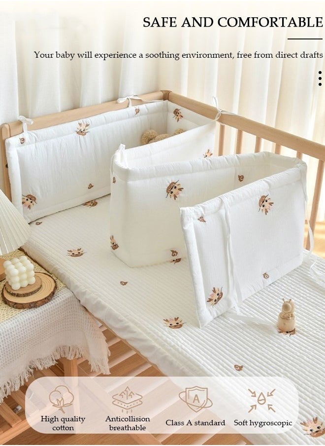 MIXDE Cot Bumper, Crib Bumper, Breathable Mesh Cot Liner, Crib Rail Cover, Baby Boys Girls Nursery Breathable Crib Bed Liner Bumper Baby Crib Rail Cover Protector Guard Padded Cot Rail Wrap for Side Front  - Image 2