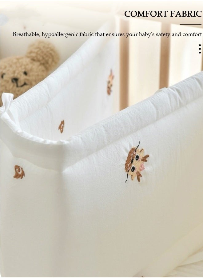 MIXDE Cot Bumper, Crib Bumper, Breathable Mesh Cot Liner, Crib Rail Cover, Baby Boys Girls Nursery Breathable Crib Bed Liner Bumper Baby Crib Rail Cover Protector Guard Padded Cot Rail Wrap for Side Front  - Image 3