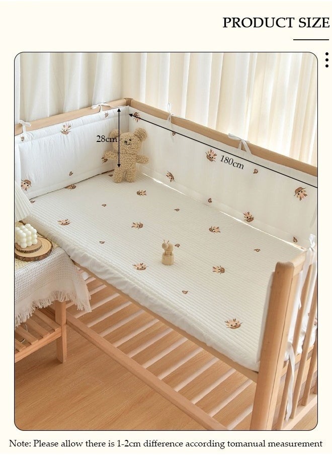 MIXDE Cot Bumper, Crib Bumper, Breathable Mesh Cot Liner, Crib Rail Cover, Baby Boys Girls Nursery Breathable Crib Bed Liner Bumper Baby Crib Rail Cover Protector Guard Padded Cot Rail Wrap for Side Front  - Image 4