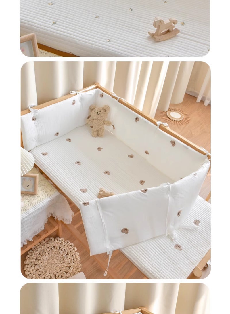 MIXDE Cot Bumper, Crib Bumper, Breathable Mesh Cot Liner, Crib Rail Cover, Baby Boys Girls Nursery Breathable Crib Bed Liner Bumper Baby Crib Rail Cover Protector Guard Padded Cot Rail Wrap for Side Front - Image 3