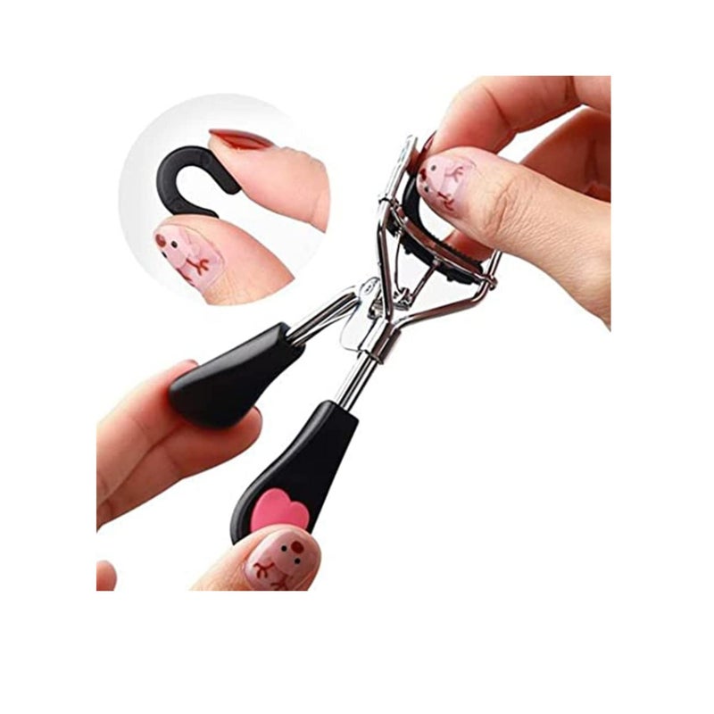 SOLARAE Eyelash Curler, Lashes Curler Clip with Built in Comb Eye Lash Curler Lash Tool with Brush Mini Small Best Eyelash Curler with Lash Separator Refill Pads Portable Compact Makeup Curler (Black) - Image 3