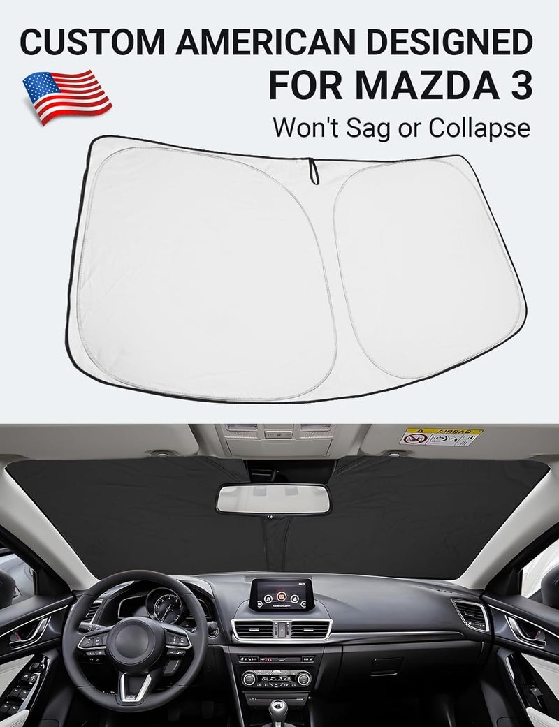 Proadsy واقي شمس أمامي قابل للطي من ، مصمم خصيصًا لسيارات Mazda 3 2014-2018 - ترقية 2024 (PRS287) - Image 2