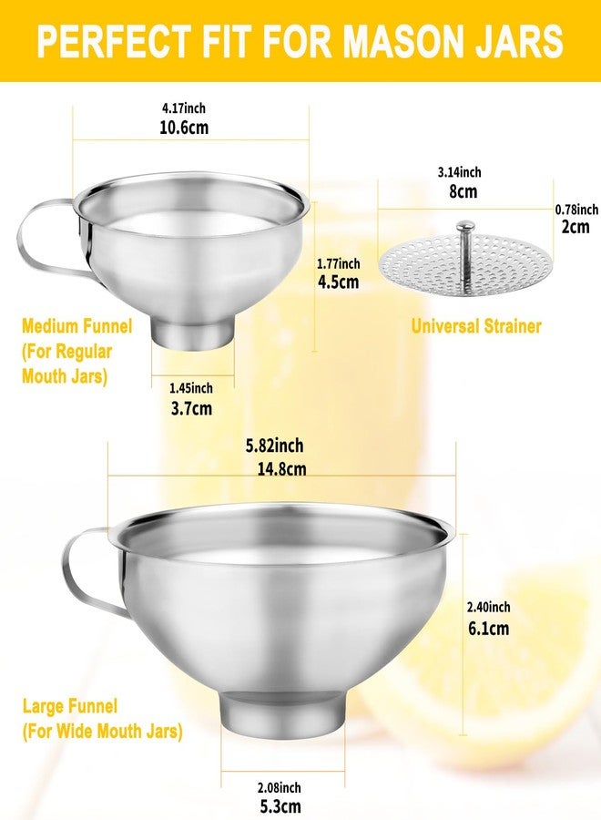 JETONN Stainless Steel Canning Funnel with Strainer, 3 Piece Wide & Regular Mouth Jar Funnels Set, Large & Small Metal Funnels with Detachable Umbrella Strainer, for Mason Jars, Jam, Liquids, Dry Goods - Image 5