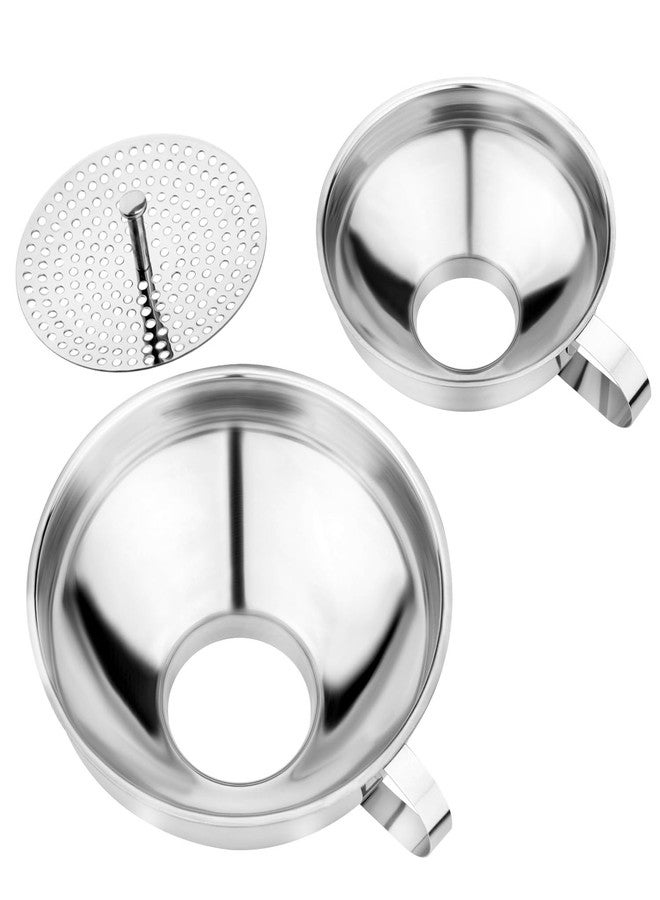 JETONN Stainless Steel Canning Funnel with Strainer, 3 Piece Wide & Regular Mouth Jar Funnels Set, Large & Small Metal Funnels with Detachable Umbrella Strainer, for Mason Jars, Jam, Liquids, Dry Goods - Image 1