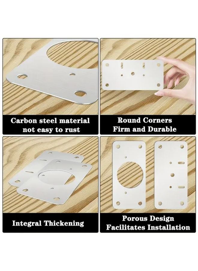 4 Pack Hinge Repair Kit Metal Fixing Plates With Mounting Brackets Brushed Finish - Image 4