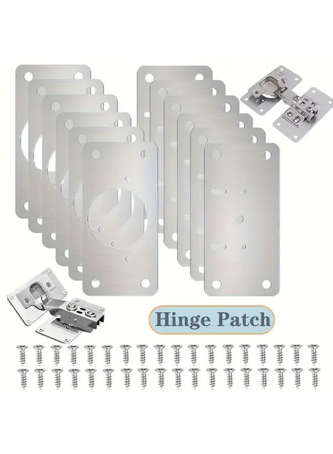 4 Pack Hinge Repair Kit Metal Fixing Plates With Mounting Brackets Brushed Finish - Image 2