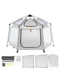 VEVOR VEVOR Baby Playpen with Canopy, Indoor/Outdoor Portable Playpen for Babies and Toddler, Lightweight & Foldable, Pop Up Toddler Play Yard with 3 Sun-Shades & Travel Bag for Park Beach Home, 59.8"x59.8"  - Image 1