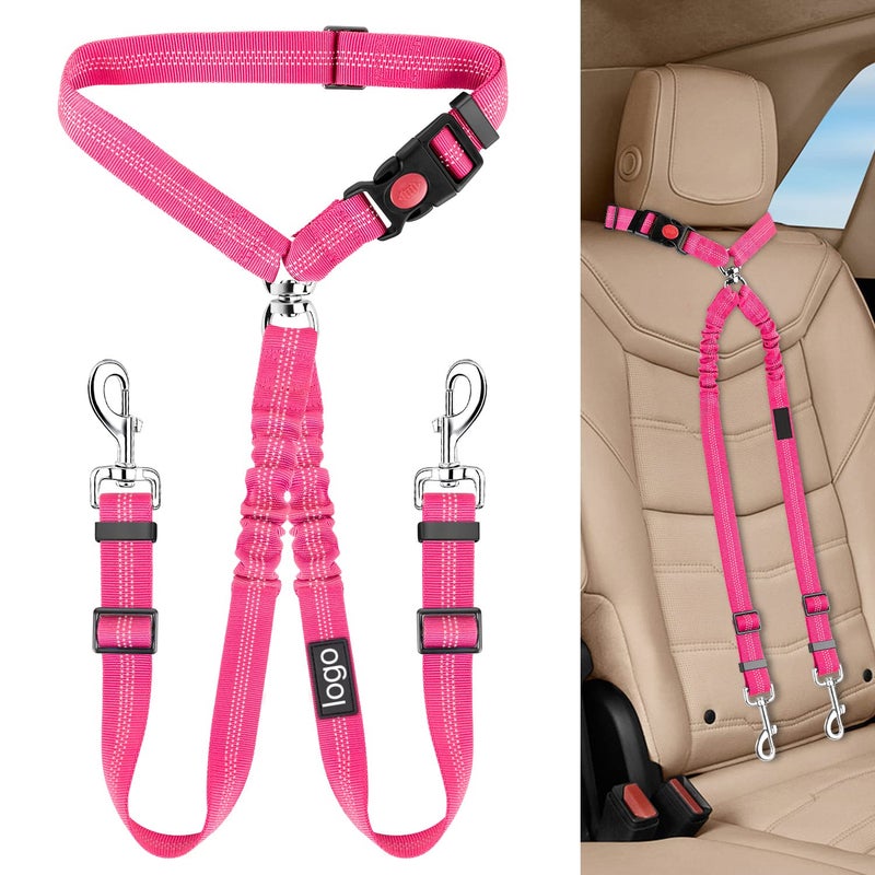 Generic Pet Leash Dog Walking Towing Rope One to Two Safety Belt Nylon Material Pet Supplies Dog Chain Circle for Easy Movement Pink 
