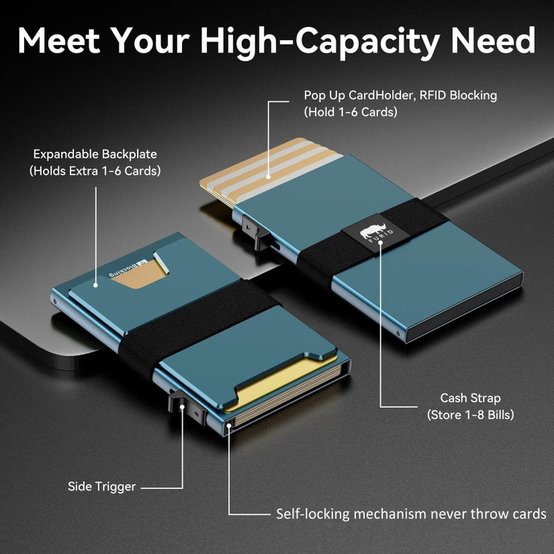 furid Smart Card Wallet for Men Slim: Minimalist Wallet For Men - RFID Blocking Pop Up Front Pocket Wallet, Metal Wallet 11 Card Holder - Image 3