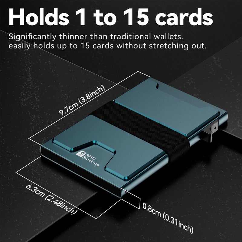 furid Smart Card Wallet for Men Slim: Minimalist Wallet For Men - RFID Blocking Pop Up Front Pocket Wallet, Metal Wallet 11 Card Holder - Image 2