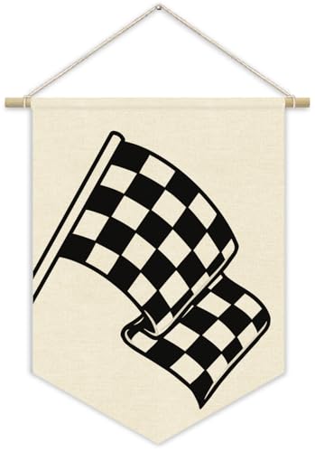 XYDEG Boy Room Decor,Playroom Decor,Toddler Boy Room Decor,Little Racer Dude Race Car Room Canvas Banner Wall Art Decor,Buffalo Plaid Racing Flag Hanging Canvas Banner,Racing Enthusiast Gifts - Image 1