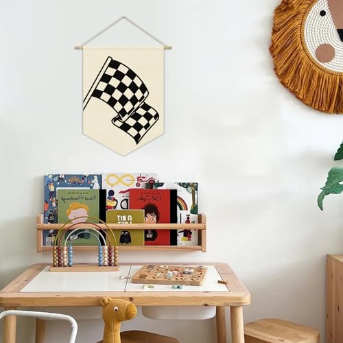 XYDEG Boy Room Decor,Playroom Decor,Toddler Boy Room Decor,Little Racer Dude Race Car Room Canvas Banner Wall Art Decor,Buffalo Plaid Racing Flag Hanging Canvas Banner,Racing Enthusiast Gifts - Image 2