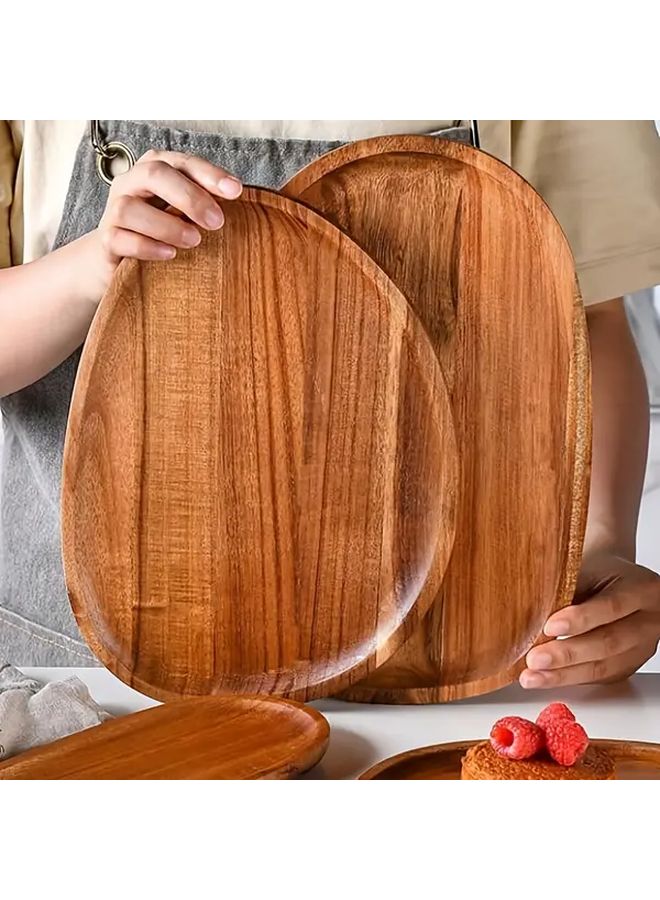 Rustic Acacia Wood Oval Serving Platter Chopboard for Afternoon Tea Salad Sushi Display Durable Natural Tableware for Fish Dessert Cake Housewarming Wedding Holiday Gift Kitchen Picnic RV Restaurant Use - Image 2