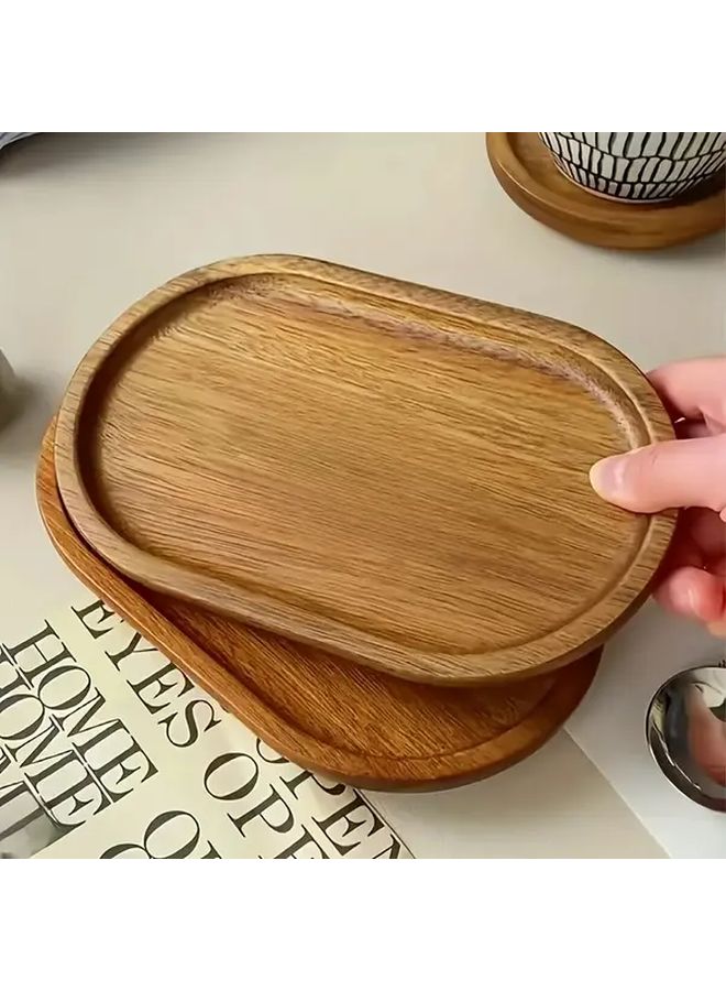 Rustic Acacia Wood Oval Serving Platter Chopboard for Afternoon Tea Salad Sushi Display Durable Natural Tableware for Fish Dessert Cake Housewarming Wedding Holiday Gift Kitchen Picnic RV Restaurant Use - Image 3