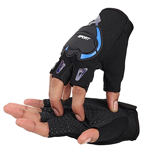Auto Hub Nylon Bike Riding, Cycling Sports Gloves for Men & Women-(Blue, Half Finger Gloves -XLarge) - Image 1