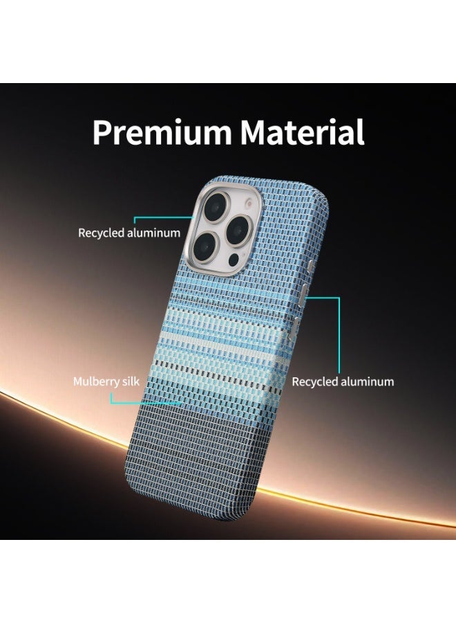 iPhone 16 Pro Max case, luxurious and stylish silk texture, magnetic TPU shockproof protective case, compatible with MagSafe (Ocean Silver). - Image 3