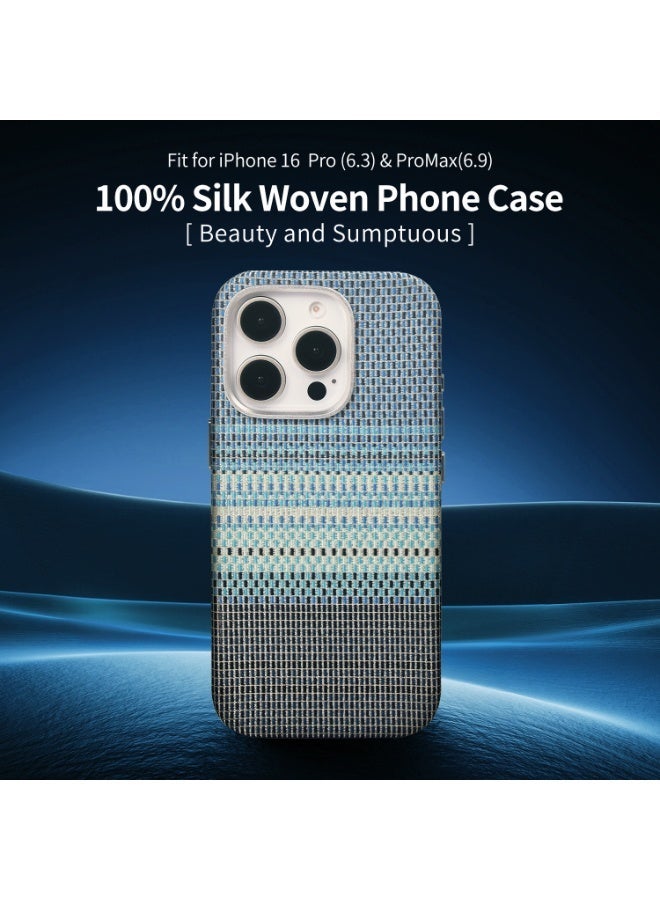 iPhone 16 Pro Max case, luxurious and stylish silk texture, magnetic TPU shockproof protective case, compatible with MagSafe (Ocean Silver). - Image 2