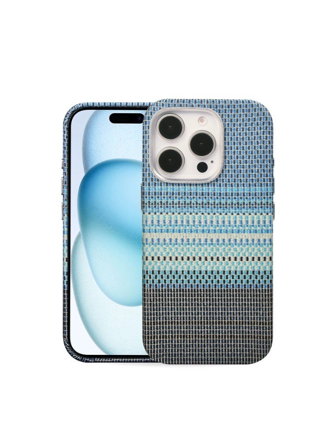 iPhone 16 Pro Max case, luxurious and stylish silk texture, magnetic TPU shockproof protective case, compatible with MagSafe (Ocean Silver). - Image 1