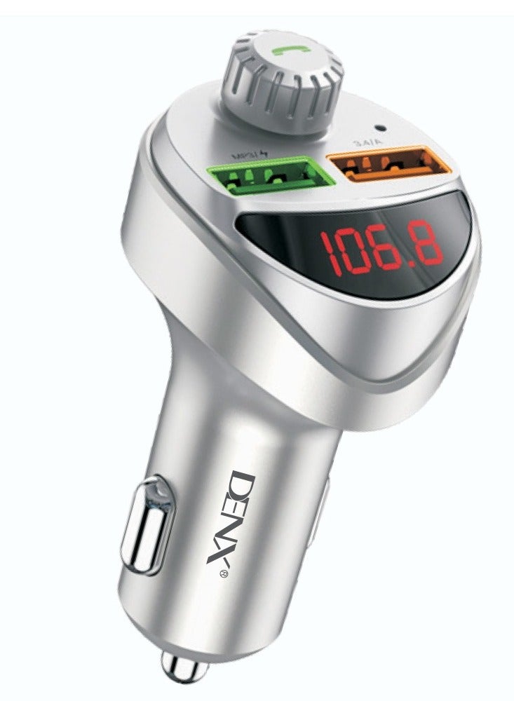 Denx Car Fm Transmitter Bluetooth Music Player For Car Handsfree Call Car Charger Dual Usb Port Charger Compatibl With Most Smartphones  - Image 1