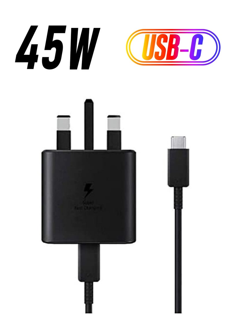 ELTRAZONE 45W USB C Charger,compatible Samsung UK Travel Adaptor (45W with USB type C Cable) Black45W USB C Charger Samsung Super Fast Charger Type C for Samsung Galaxy S22 Ultra/S22+/S22/S21 Ultra/S21 Plus 5G/ - Image 1