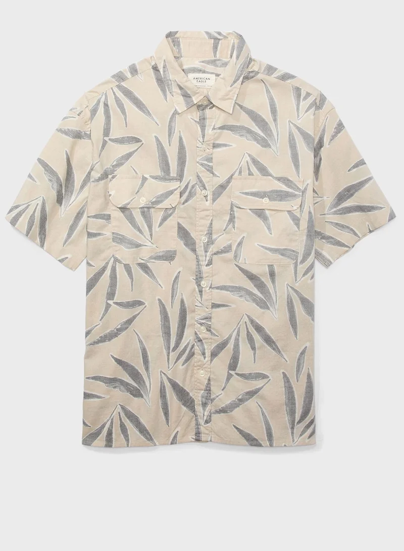 American Eagle Tropical Button Down Poolside Shirt