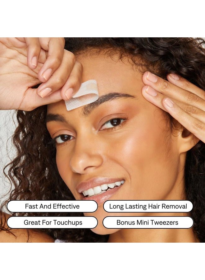 No mo-stache مجموعة إزالة الشعر بالشمع No Mo-Unibrow: شرائح شمعية وملاقط صغيرة للوجه والحواجب، 24 شريحة فردية. كما تم عرضها في برنامج شارك تانك! - Image 2