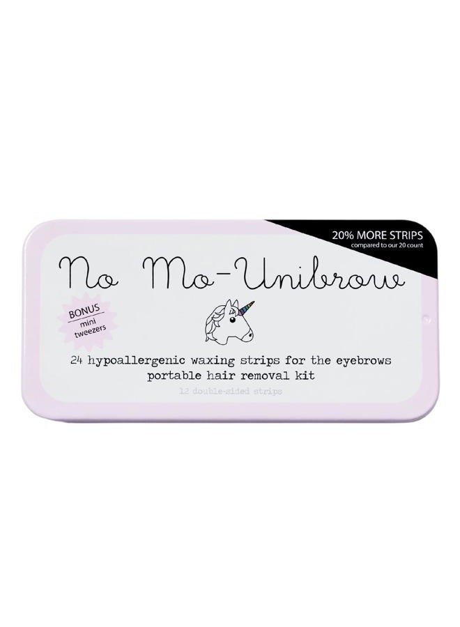 No mo-stache مجموعة إزالة الشعر بالشمع No Mo-Unibrow: شرائح شمعية وملاقط صغيرة للوجه والحواجب، 24 شريحة فردية. كما تم عرضها في برنامج شارك تانك! - Image 1