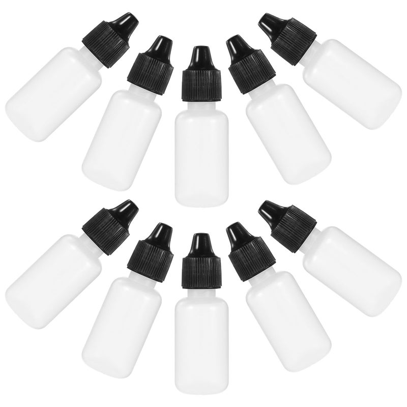 15ml Small Plastic Squeeze Dropper Bottles with Black Caps 10 Pack for Essential Oils - Image 2