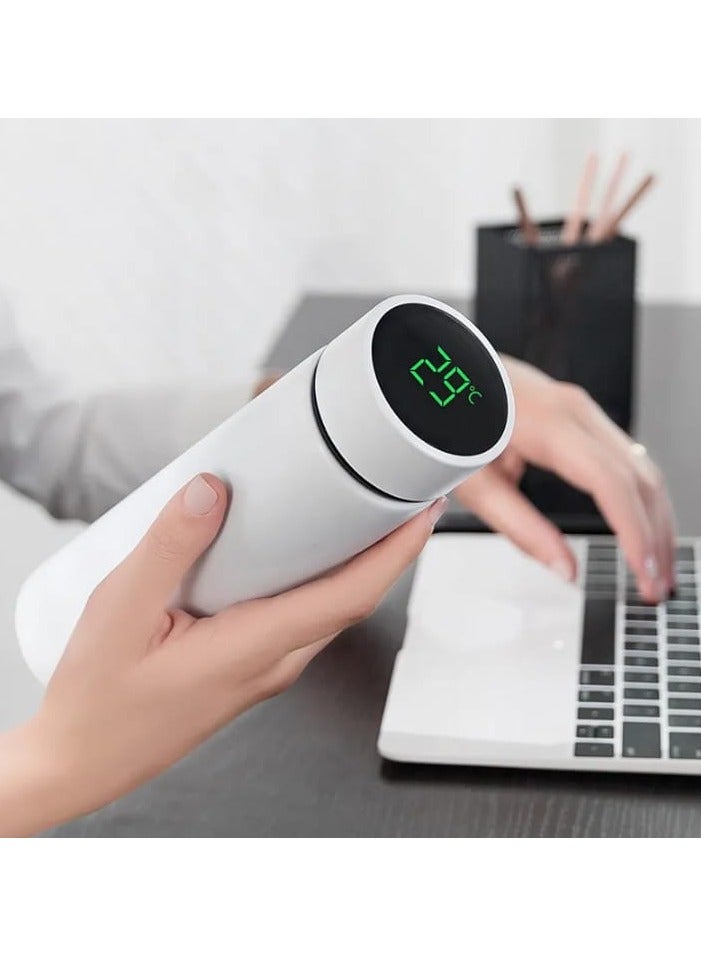 قارورة ماء رقمية ذكية من الفولاذ المقاوم للصدأ سعة 500 مل مع شاشة عرض درجة حرارة LED ذكية ومصفاة شاي - Image 4