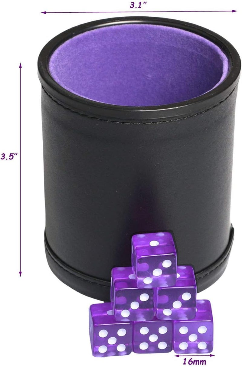 Bc Toptan Leatherette Dice Cup Felt Lining Shaker Quiet for Playing Yahtzee/ Farkle/ Liars Dice/ Board Game - Image 3