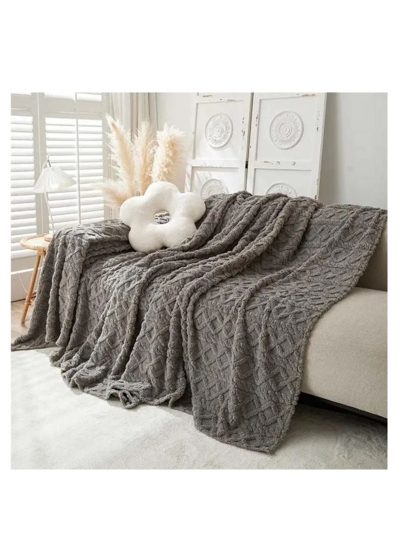 Jacquard fur sofa covers set - 4 pieces - Grey - Image 2