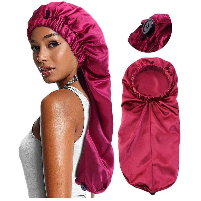 New Long Barrel Nightcap With Buckle Sade Beauty Salon Shower Cap Makeup Hat Tjm-446I - Image 2