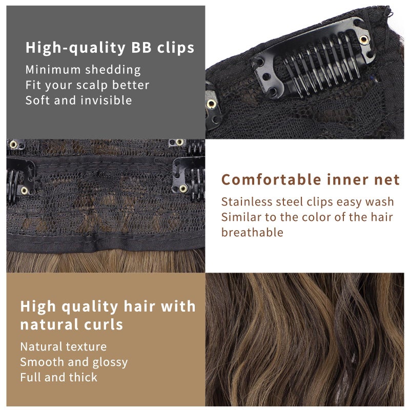LEEONS 4PCS Clip in Hair Extensions for Women Brown Highlighted Caramel Blonde Long Wavy Thick Hair Extensions Clip in Double Weft Hair Extension for Daliy Use (4pcs, 20Inch, H2/426#) - Image 5