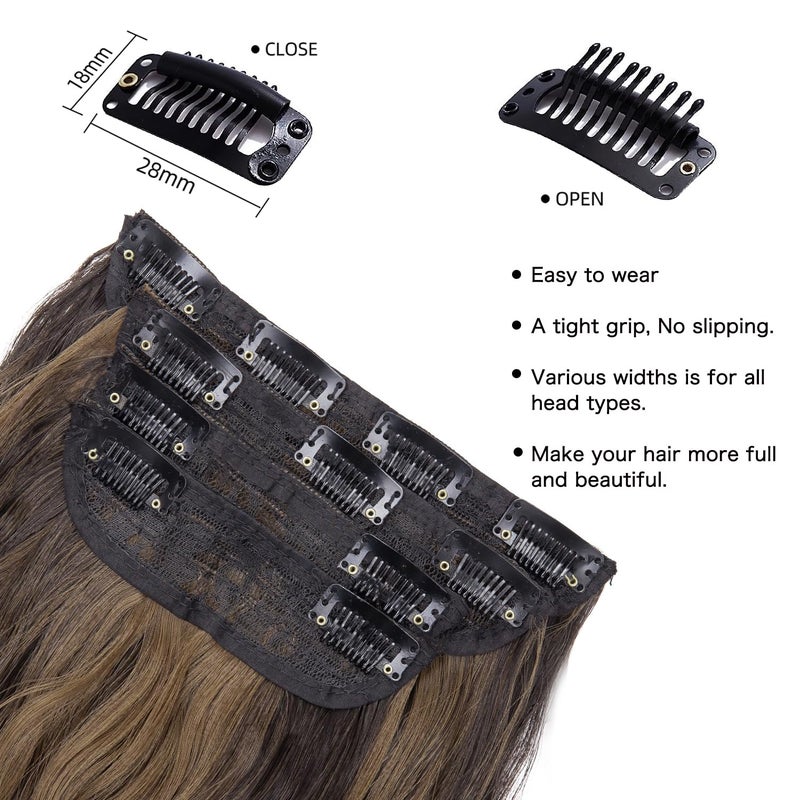 LEEONS 4PCS Clip in Hair Extensions for Women Brown Highlighted Caramel Blonde Long Wavy Thick Hair Extensions Clip in Double Weft Hair Extension for Daliy Use (4pcs, 20Inch, H2/426#) - Image 3
