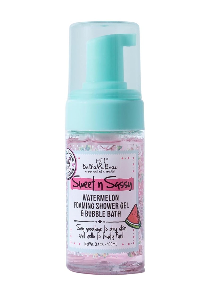 Bella and Bear Bella  Bear Sweet n Sassy Watermelon Foaming Shower Gel  Bubble Bath with Pump Travel Size 