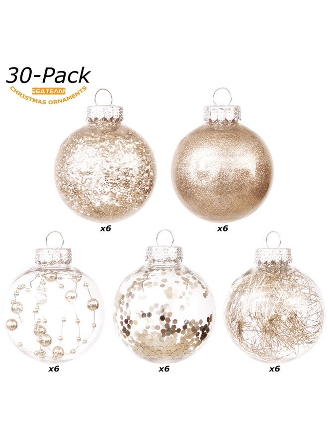 Sea Team مجموعة زينة ملونة ولامعة مطلية بحجم 60 مم/2.36 بوصة لشجرة عيد الميلاد - 30 قطعة - Image 1