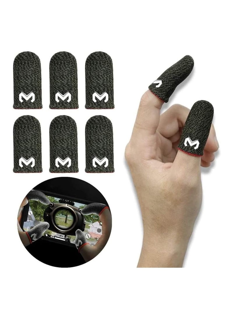 Memo Finger Sleeve, Mobile Game Finger-Cot, Ultra-Thin Anti-Sweat Breathable Silver Fiber Sensitive Touch Finger Sleeve, for Android IOS Mobile 3 Pairs