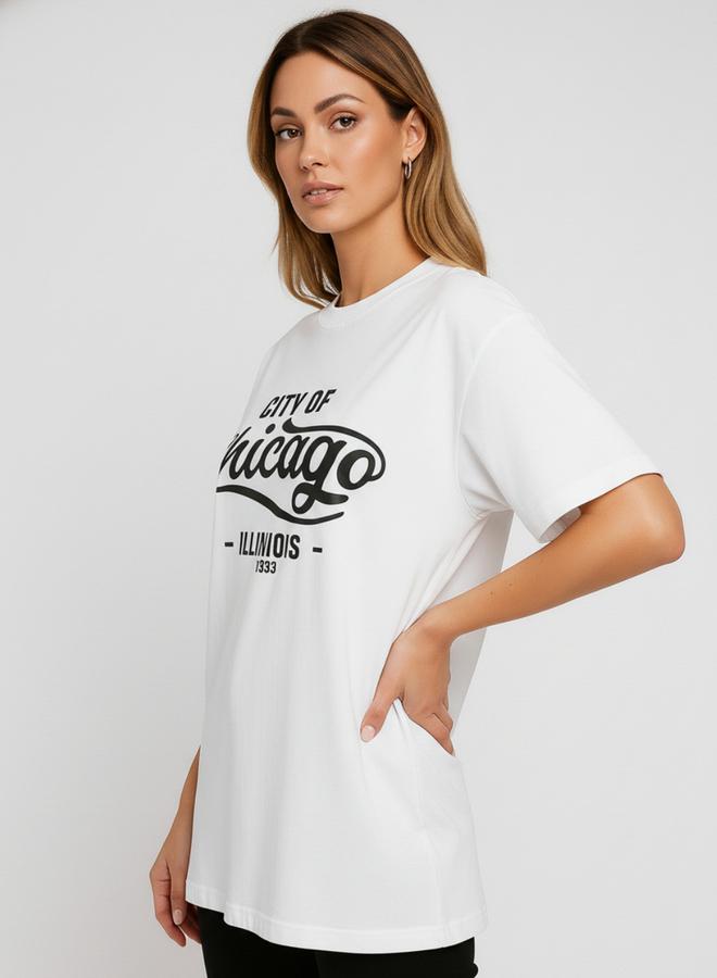 PAUSE Women White Graphic Print Regular Fit T-Shirt - Image 1