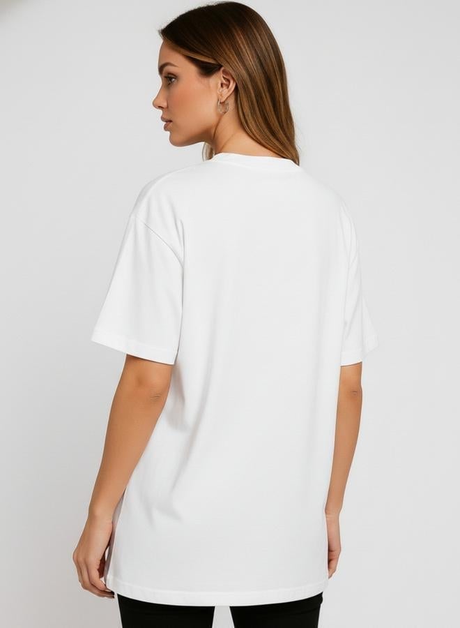 PAUSE Women White Graphic Print Regular Fit T-Shirt - Image 4