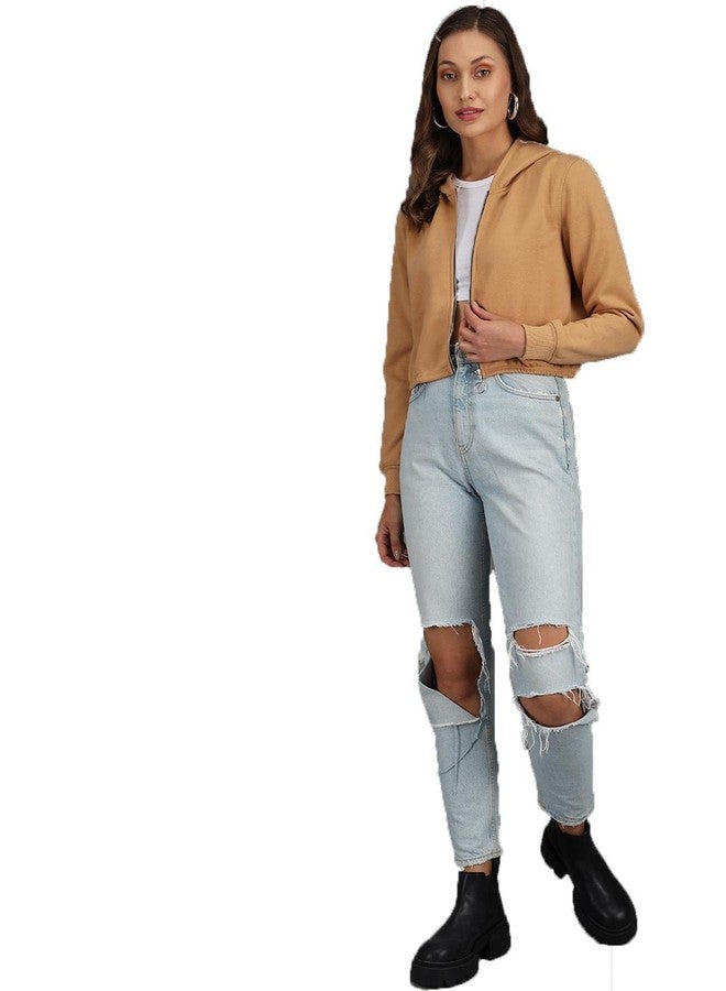 KOTTY Womens Full Sleeve Solid Hooded Sweatshirt (Beige,XL)_KTTWOMENSWEATSHIRT45XL - Image 5