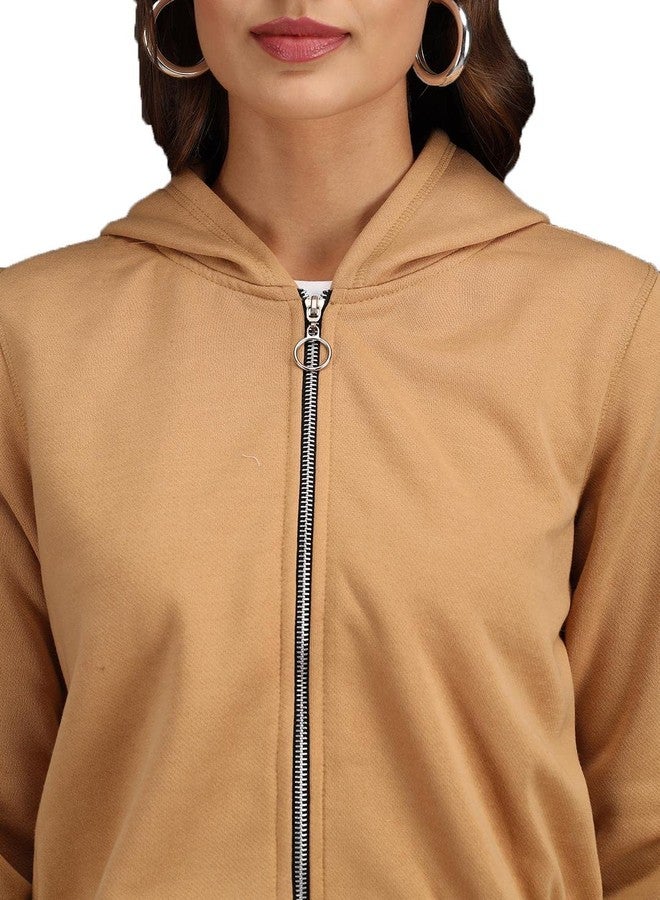 KOTTY Womens Full Sleeve Solid Hooded Sweatshirt (Beige,XL)_KTTWOMENSWEATSHIRT45XL - Image 3